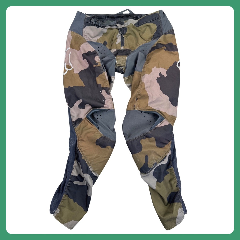 Fox Racing 180 PRZM Motocross Pants Men 34 Camo Leather Knee MX Dirt Bike 24237